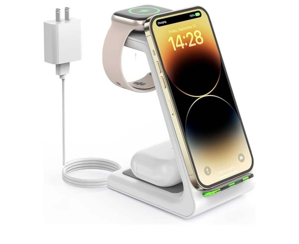 3-In-1 Wireless Charging Station White